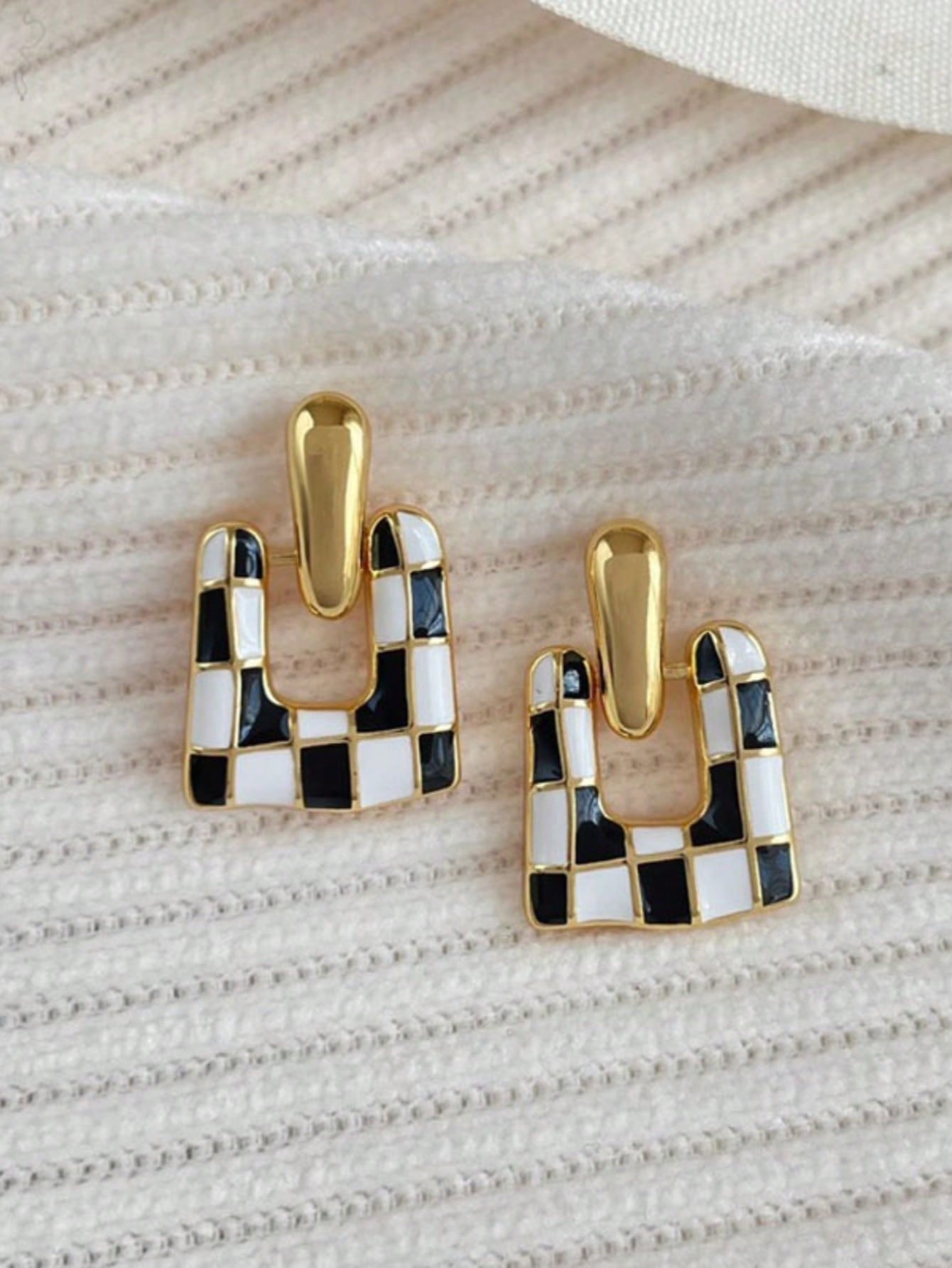 Checkerboard Square Earrings