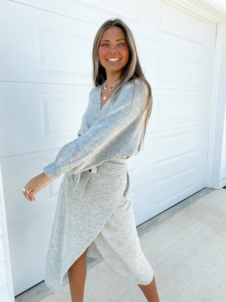 Heather Grey Wrap Dress