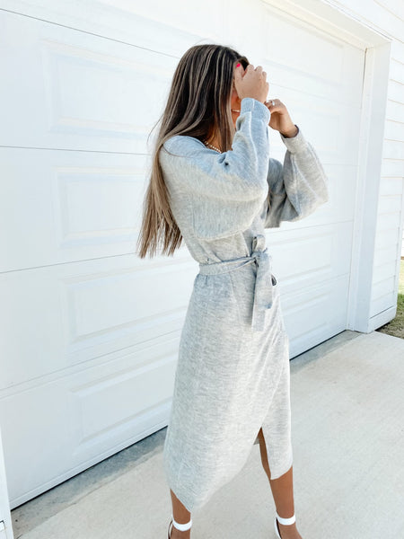 Heather Grey Wrap Dress