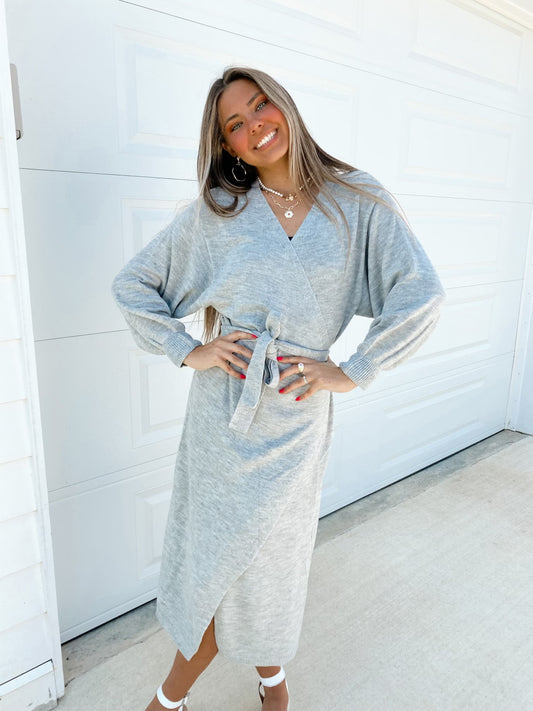 Heather Grey Wrap Dress