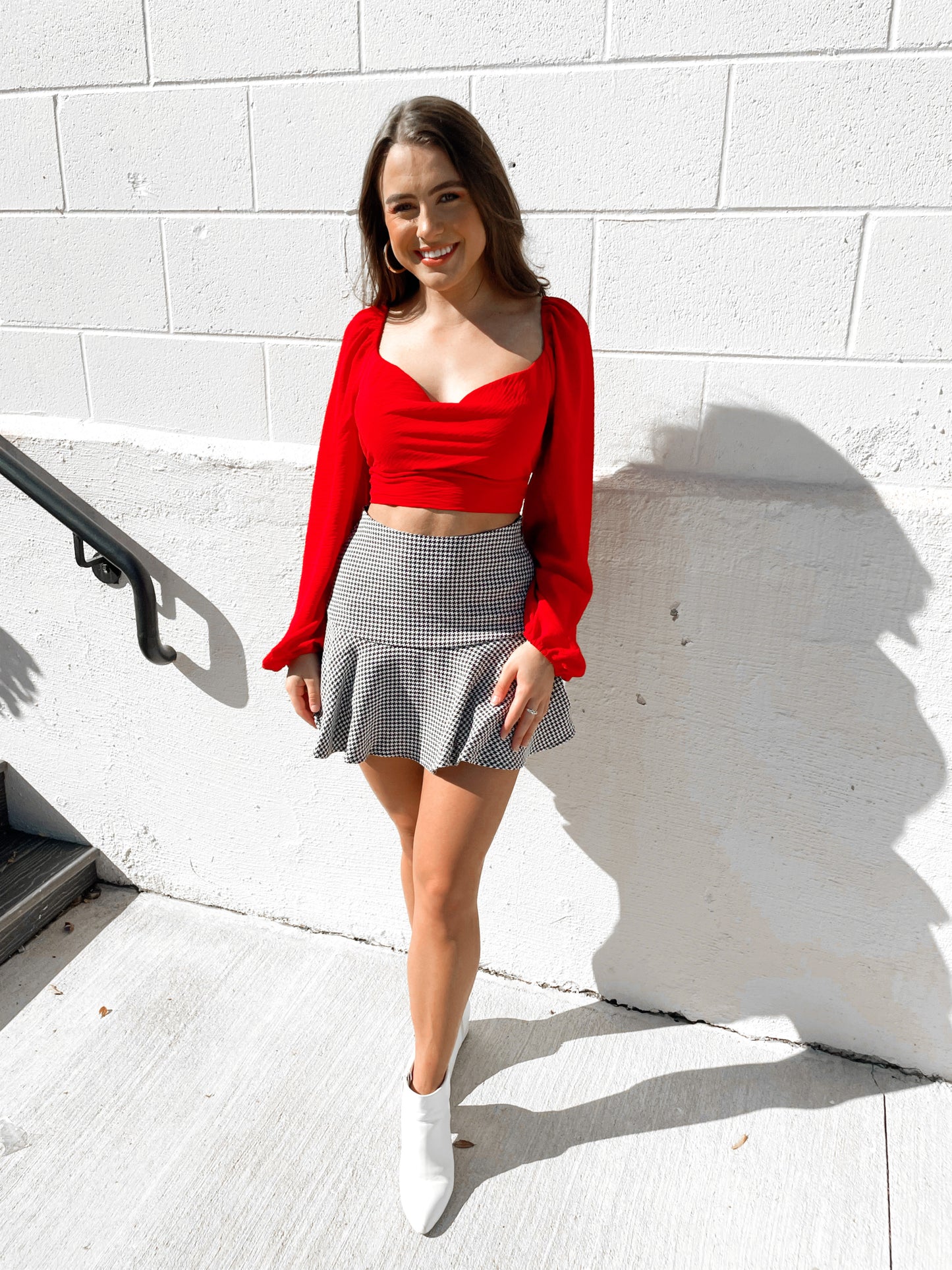 Red Cowl Neck Top